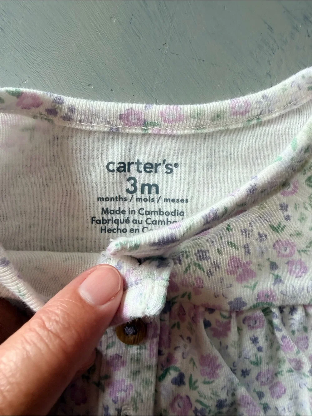 Carter's Cream Long-Sleeve Floral Top with Pink Accents